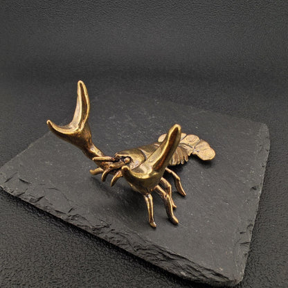 Brass Weightlifting Lobster — Pen Holder and Desk Sculpture with Character