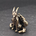 Kitsune Warrior Brass Figurine – Handcrafted Mythical Fox Spirit Collectible