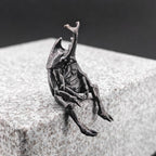 Beetle Man Brass Figurine – Antique Black Insect Hybrid Collectible Sculpture