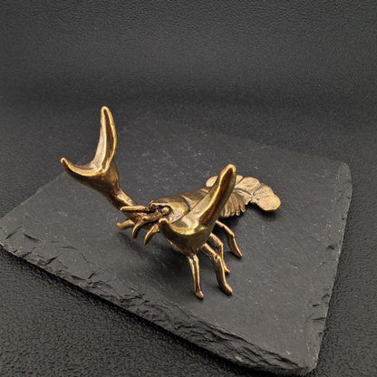 Brass Weightlifting Lobster — Pen Holder and Desk Sculpture with Character
