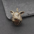 Brass Pig Bell Pendant – Handcrafted Miniature Animal Charm Collectible