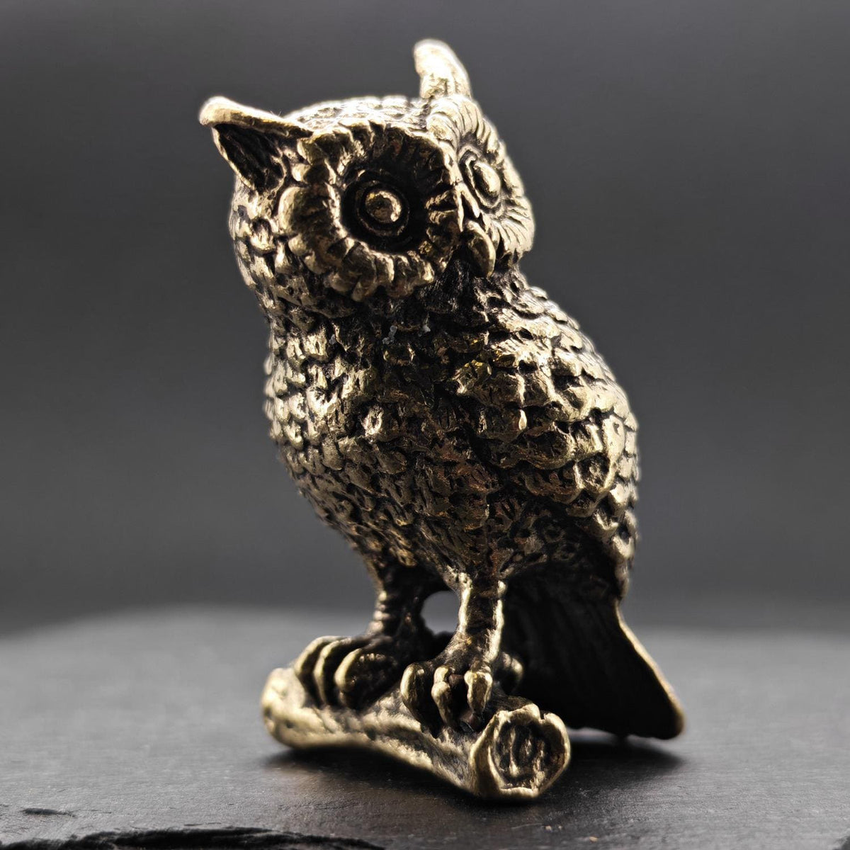 Brass Owl Figurine – Polished Handcrafted Desk Collectible