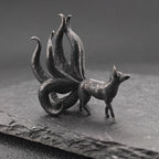 Nine-Tailed Fox Brass Figurine – Handcrafted Kitsune Mythical Collectible