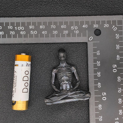 Brass Meditating Skeleton — Gothic Memento Mori Desk Sculpture for Dark Souls and Deep Thinkers