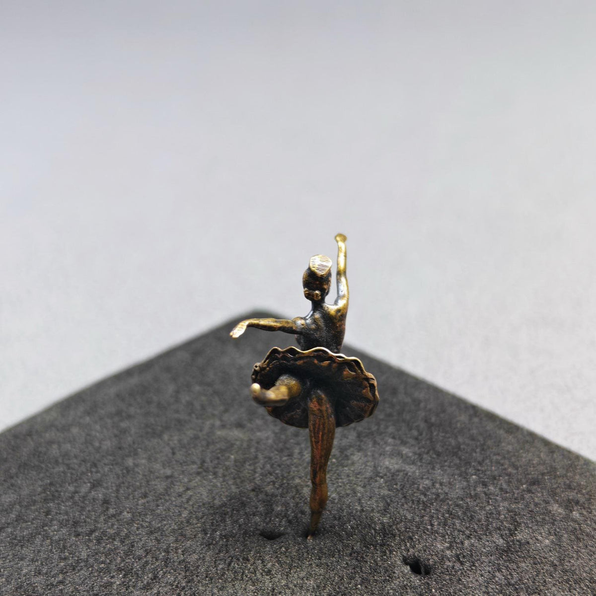 Brass Ballerina Figurine — Miniature Lost-Wax Cast Dance Sculpture for Ballet Lovers and Collectors