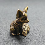 Sitting Fox Brass Figurine – Handcrafted Animal Miniature Collectible