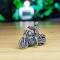 Female Rider Motorcycle Brass Figurine – Handcrafted Biker Miniature Collectible