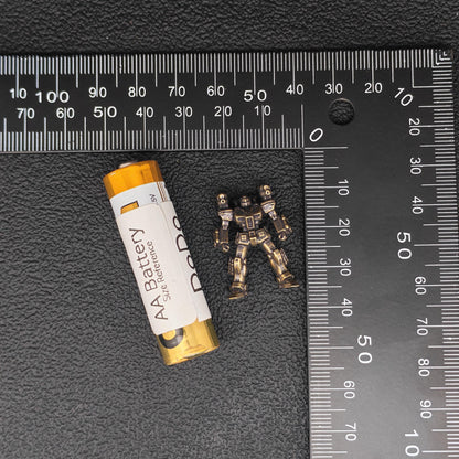 Brass Mecha Miniature — Stocky Federation Exosuit Micro Figure for Diorama, Terrarium and Aquascape