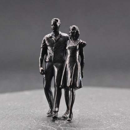 Brass Couple Figurine — Miniature Standing Pair Sculpture for Romantic Gifts and Desk Decor