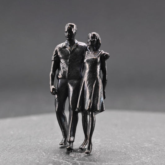 Brass Couple Figurine — Miniature Standing Pair Sculpture for Romantic Gifts and Desk Decor