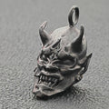 Oni Mask Brass Pendant – Handcrafted Japanese Demon Keychain Charm