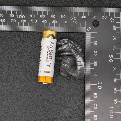 Chubby Brass Kaiju Figurine — Oxidised Black Monster Desk Sculpture & Collector Piece