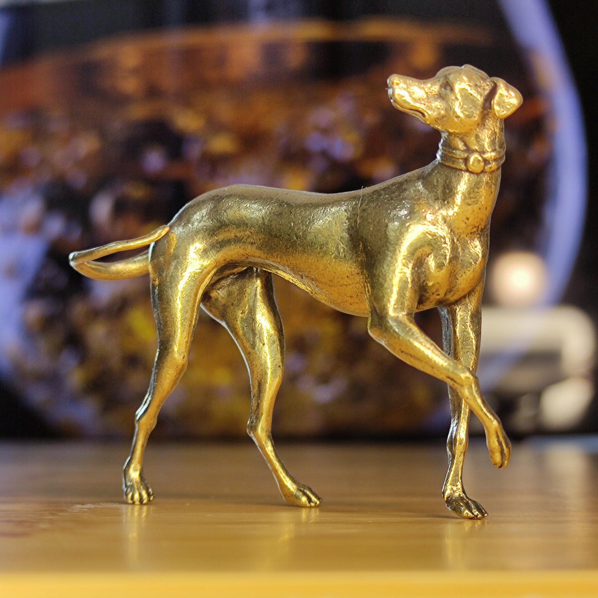 Striding Greyhound Brass Figurine – Handcrafted Noble Dog Collectible