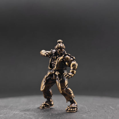 Brass Combat Fighter Miniature — Martial Arts Desk Sculpture & Fantasy Collector Piece