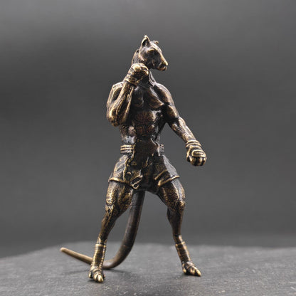 Brass Boxing Kangaroo Figurine — Fighter Stance Desk Sculpture for Combat Fans and Curious Collectors