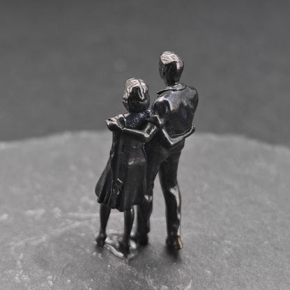 Brass Couple Figurine — Miniature Standing Pair Sculpture for Romantic Gifts and Desk Decor