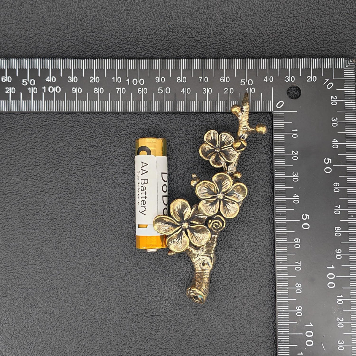 Brass Plum Blossom Pen Holder — Antique Botanical Desk Sculpture and Paperweight
