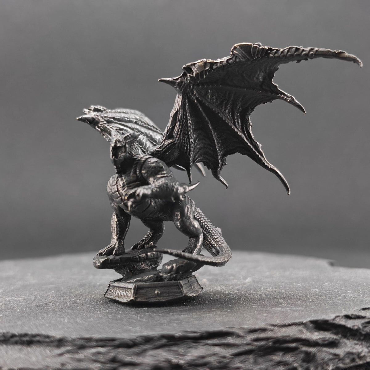 Brass Winged Dragon Figurine — Oxidised Miniature Fire Beast Sculpture for Fantasy Collectors and Desk Display