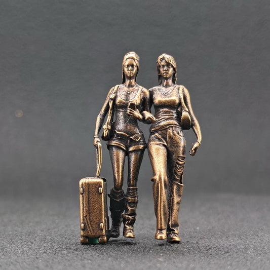 Brass Best Friends Figurine – Miniature Travel Duo and Friendship Keepsake Gift