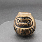 Brass Daruma Figurine – Engraved Good Fortune, Handcrafted Desk Collectible