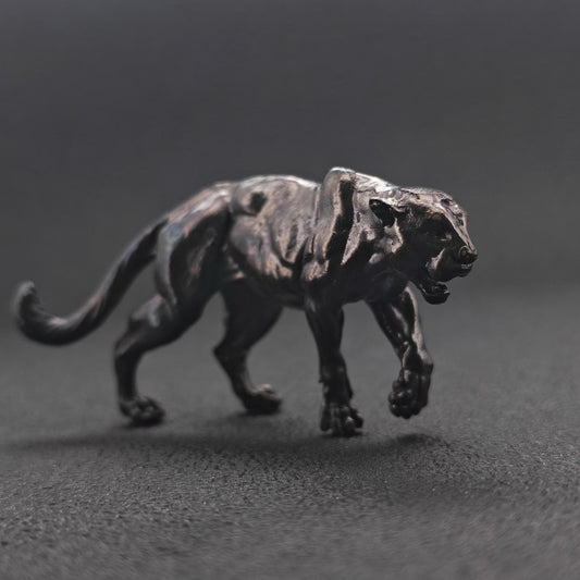 Shadow Cat — Oxidised Black Brass Leopard Sculpture for Desk and Shelf