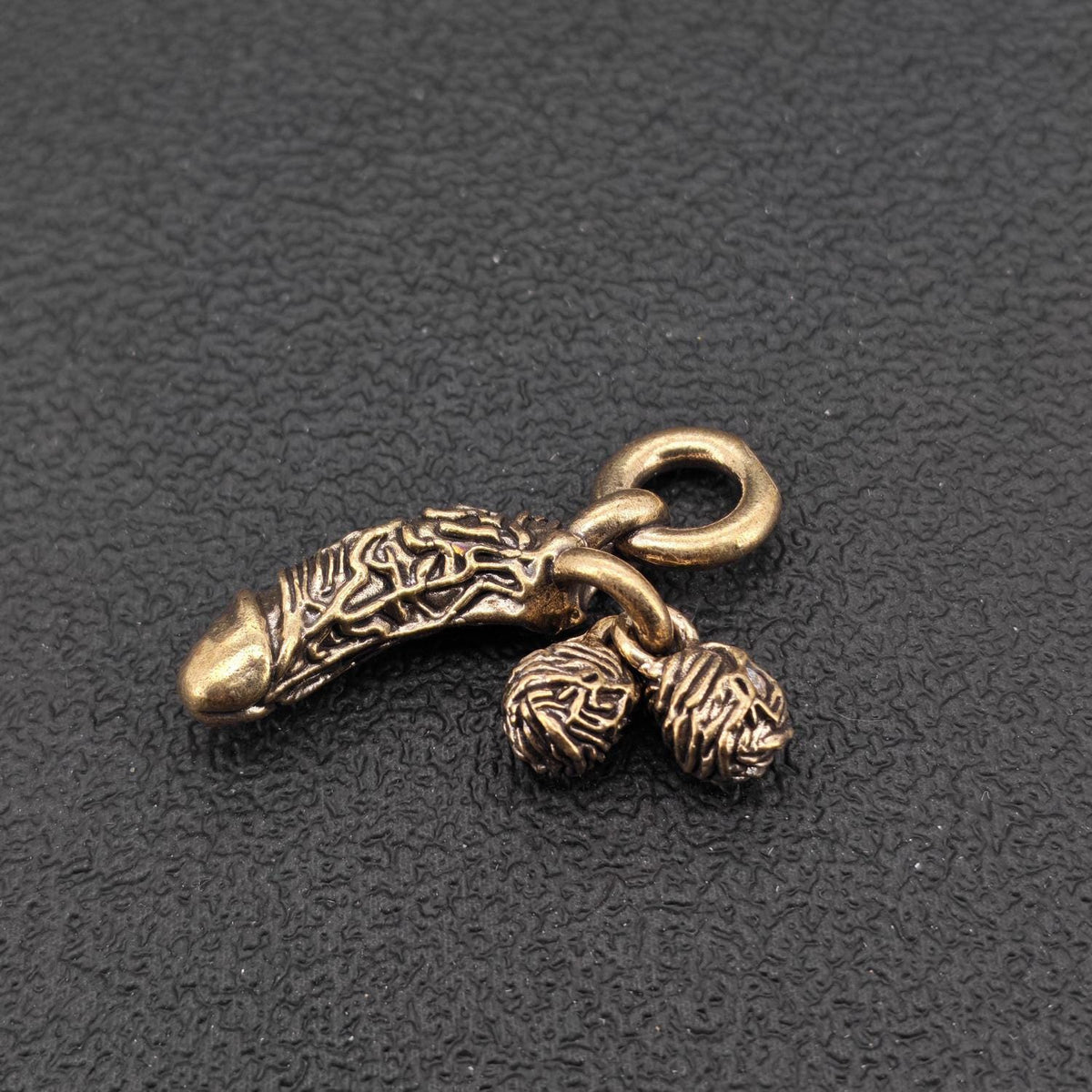 Brass Phallus Pocket Charm | Solid Brass Novelty Keychain | Adult Gag Gift