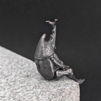 Beetle Man Brass Figurine – Antique Black Insect Hybrid Collectible Sculpture