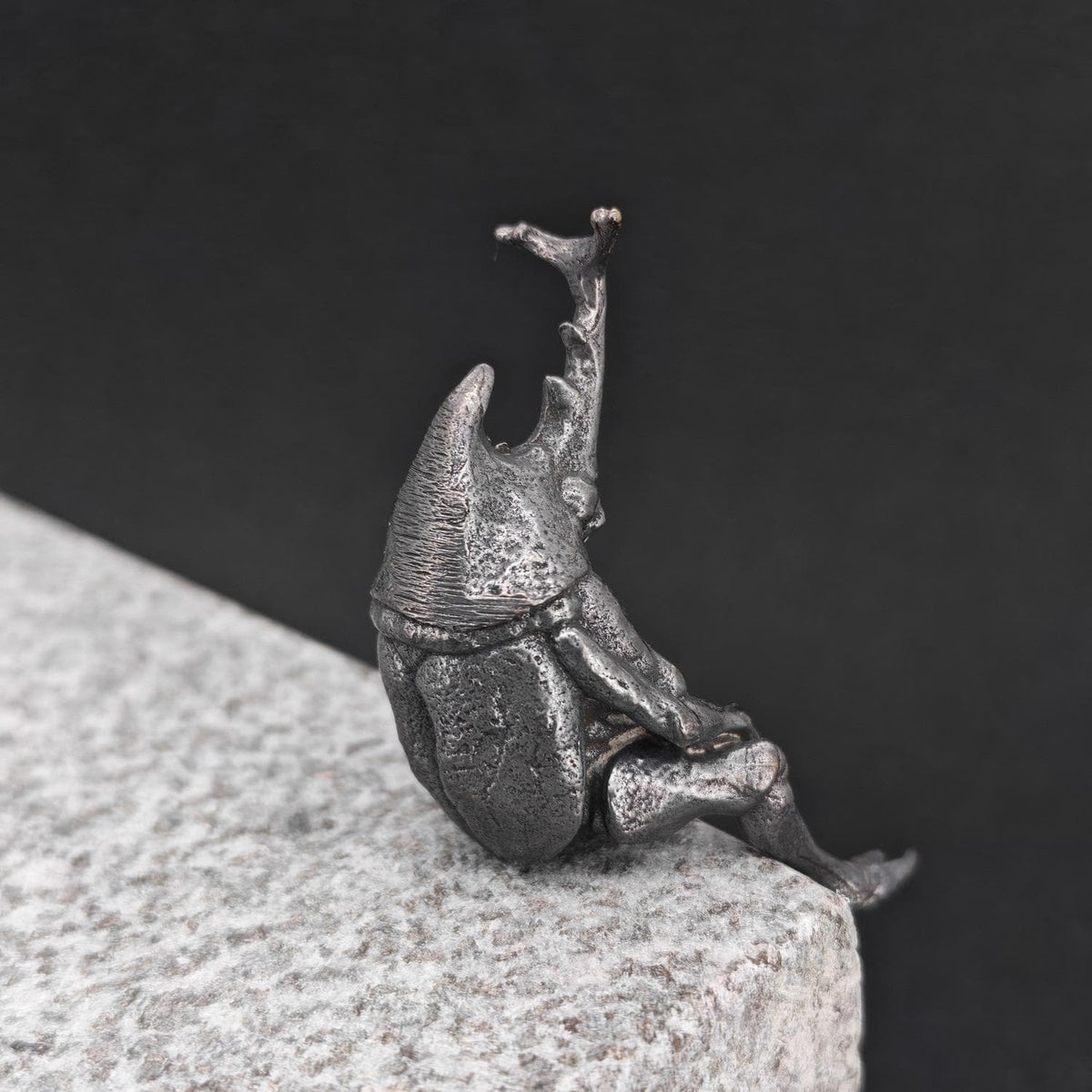 Beetle Man Brass Figurine – Antique Black Insect Hybrid Collectible Sculpture