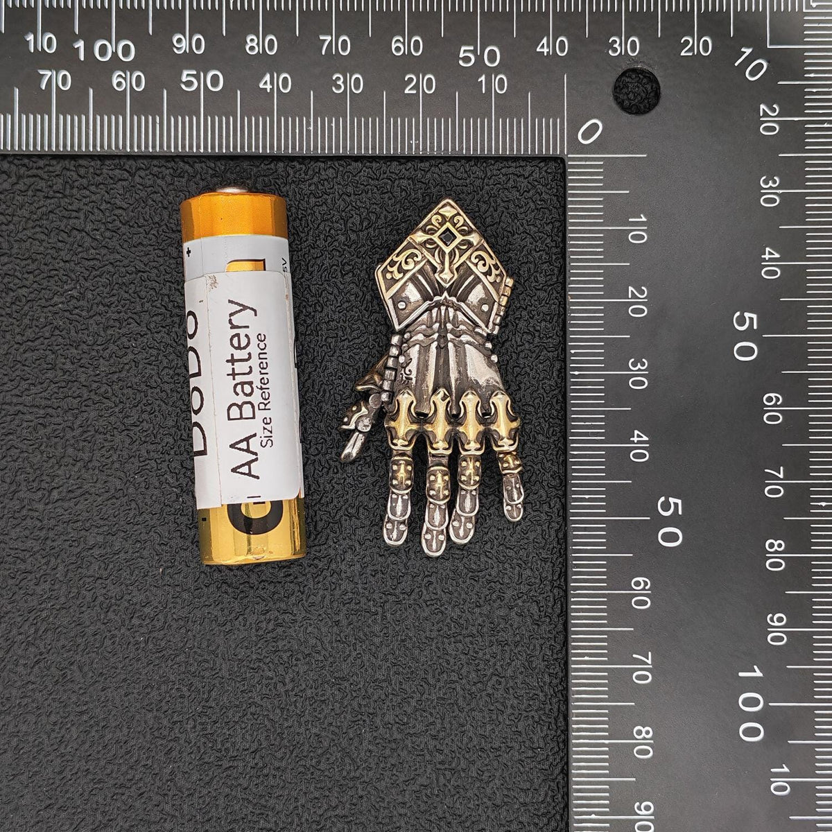 Guardian Hand Pendant — Articulated Medieval Gauntlet in Steampunk and Gothic Style