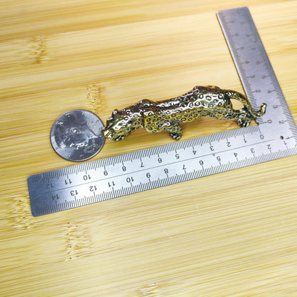 Brass Walking Leopard Figurine — Handcrafted Big Cat Sculpture for Desk and Shelf