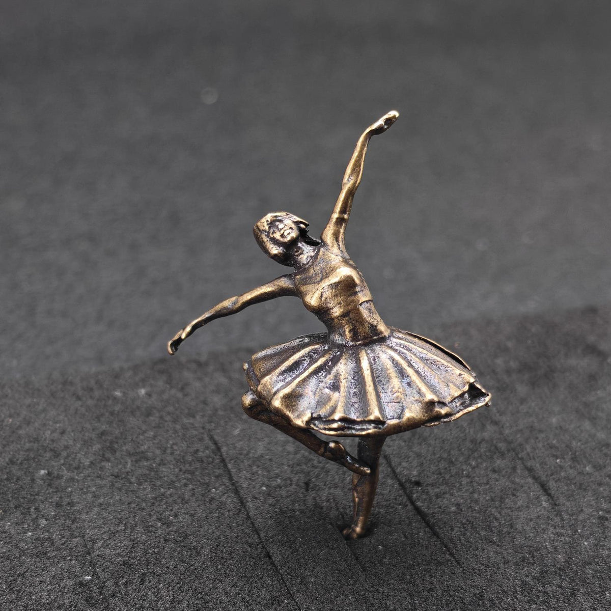 Brass Black Swan Ballerina Figurine — Miniature Lost-Wax Cast Dance Sculpture for Terrarium, Aquascape, and Collector Display