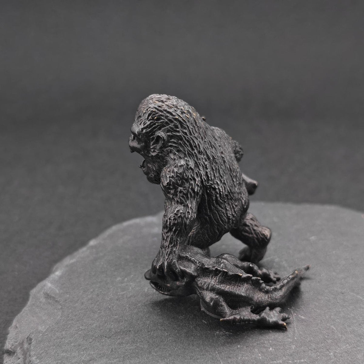 Oxidised Black Brass Gorilla Figurine — Wildlife Desk Sculpture & Jungle Collector Piece