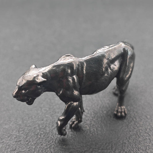 Shadow Cat — Oxidised Black Brass Leopard Sculpture for Desk and Shelf