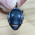 Oni Mask Brass Pendant – Handcrafted Japanese Demon Keychain Charm