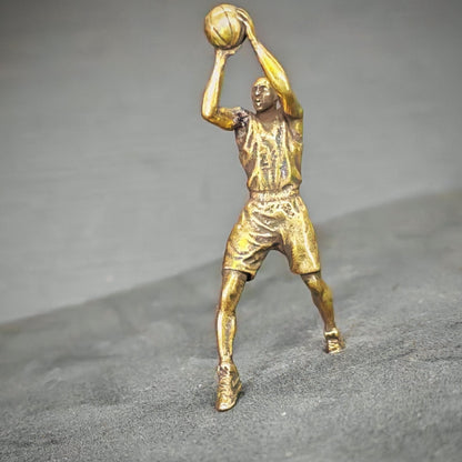 Brass Basketball Player Figurine — Vintage Sports Desk Sculpture & DIY Pendant