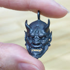 Oni Mask Brass Pendant – Handcrafted Japanese Demon Keychain Charm