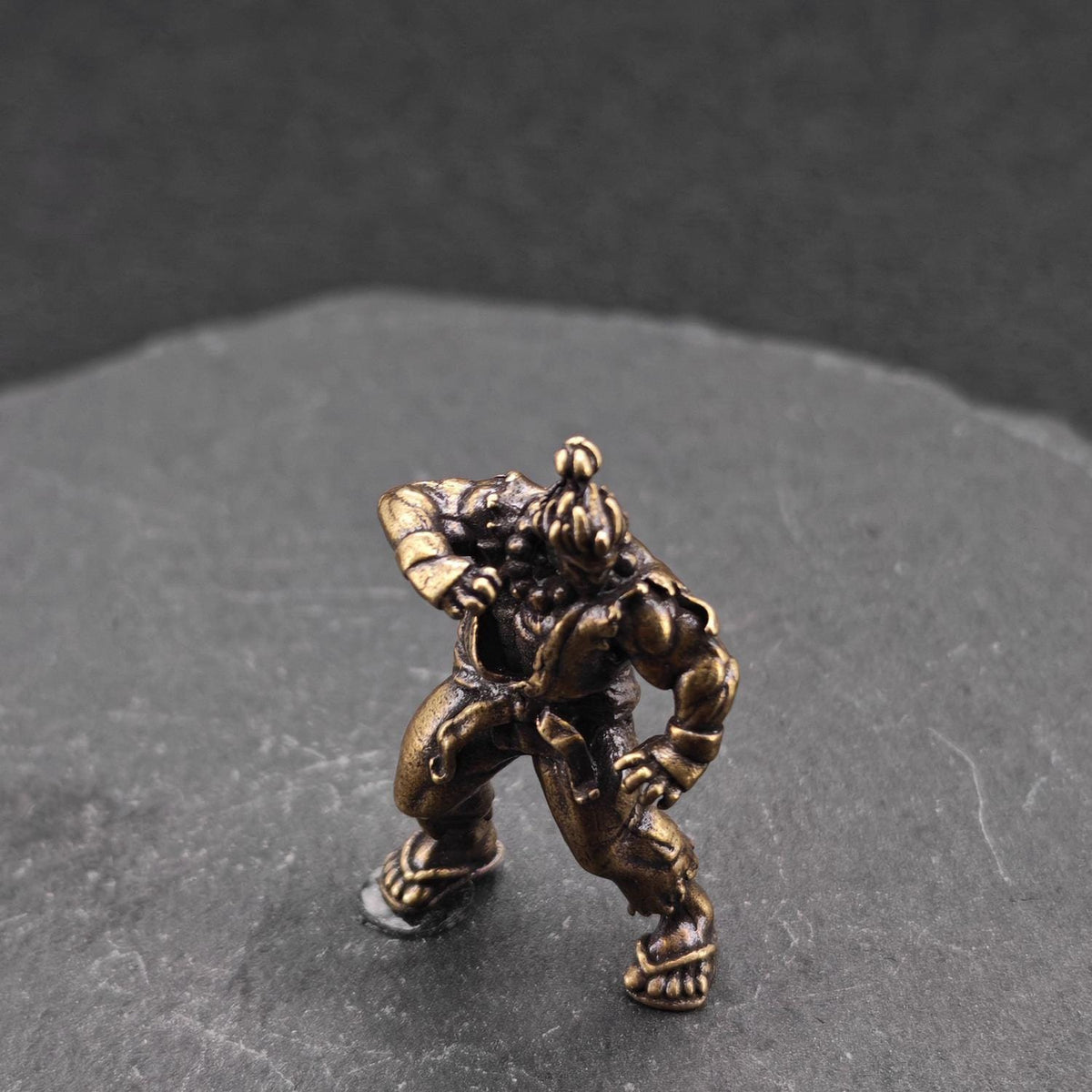 Brass Combat Fighter Miniature — Martial Arts Desk Sculpture & Fantasy Collector Piece