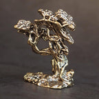 Brass Pine Tree Figurine – Miniature Bonsai Sculpture for Desk, Tea Tray or Zen Display