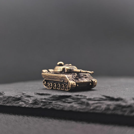 Brass Tank Miniature — Oxidised Military Collectible for Desk and Diorama