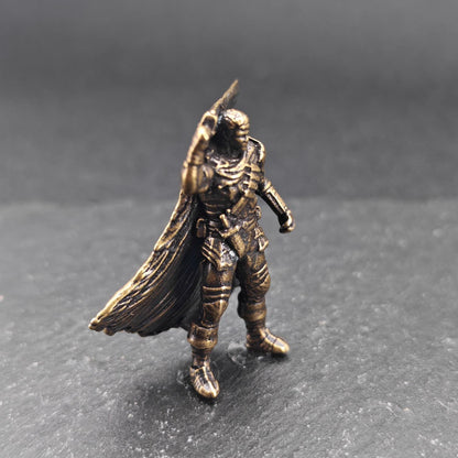 Dark Swordsman Brass Figurine – Handcast Miniature Warrior Sculpture, Dark Fantasy Collector Gift