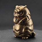 Fat Tiger Brass Figurine – Handcrafted Chubby Tiger Collectible Sculpture