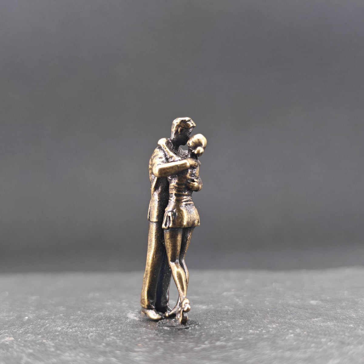 The Last Dance — Brass Couple Figurine, A Miniature Embrace Frozen in Time