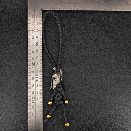 Brass Spartan Helmet Paracord Keychain — EDC Backpack Charm & Car Ornament