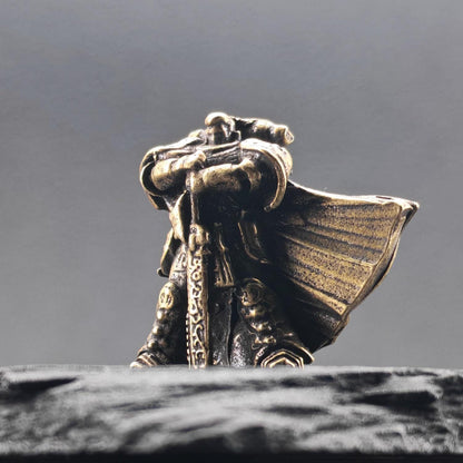 Brass Primarch Warrior Figurine – Micro Lost-Wax Cast Collectible for Desk & Display