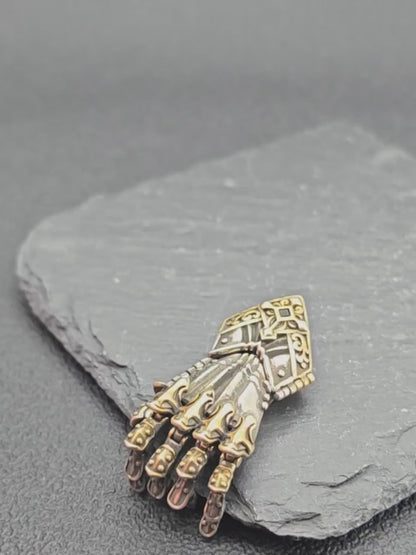 Guardian Hand Pendant — Articulated Medieval Gauntlet in Steampunk and Gothic Style