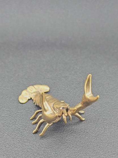 Brass Weightlifting Lobster — Pen Holder and Desk Sculpture with Character