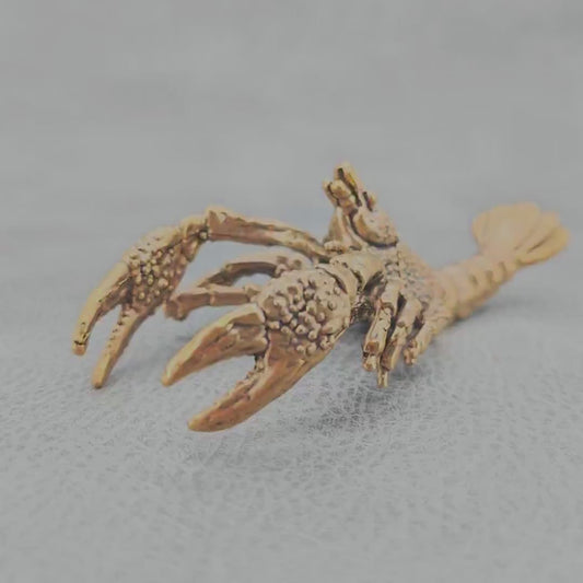 Brass Weightlifting Lobster — Quirky Pen Holder and Desk Sculpture
