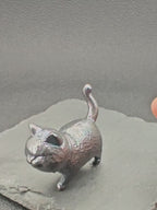 Brass Black Cat Figurine – Handcrafted Oxidised Walking Pose Collectible