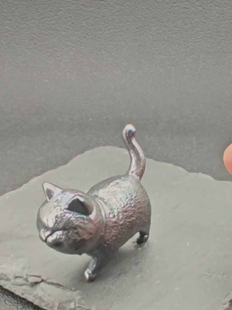 Brass Black Cat Figurine – Handcrafted Oxidised Walking Pose Collectible