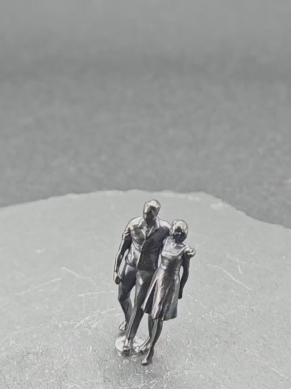 Brass Couple Figurine — Miniature Standing Pair Sculpture for Romantic Gifts and Desk Decor